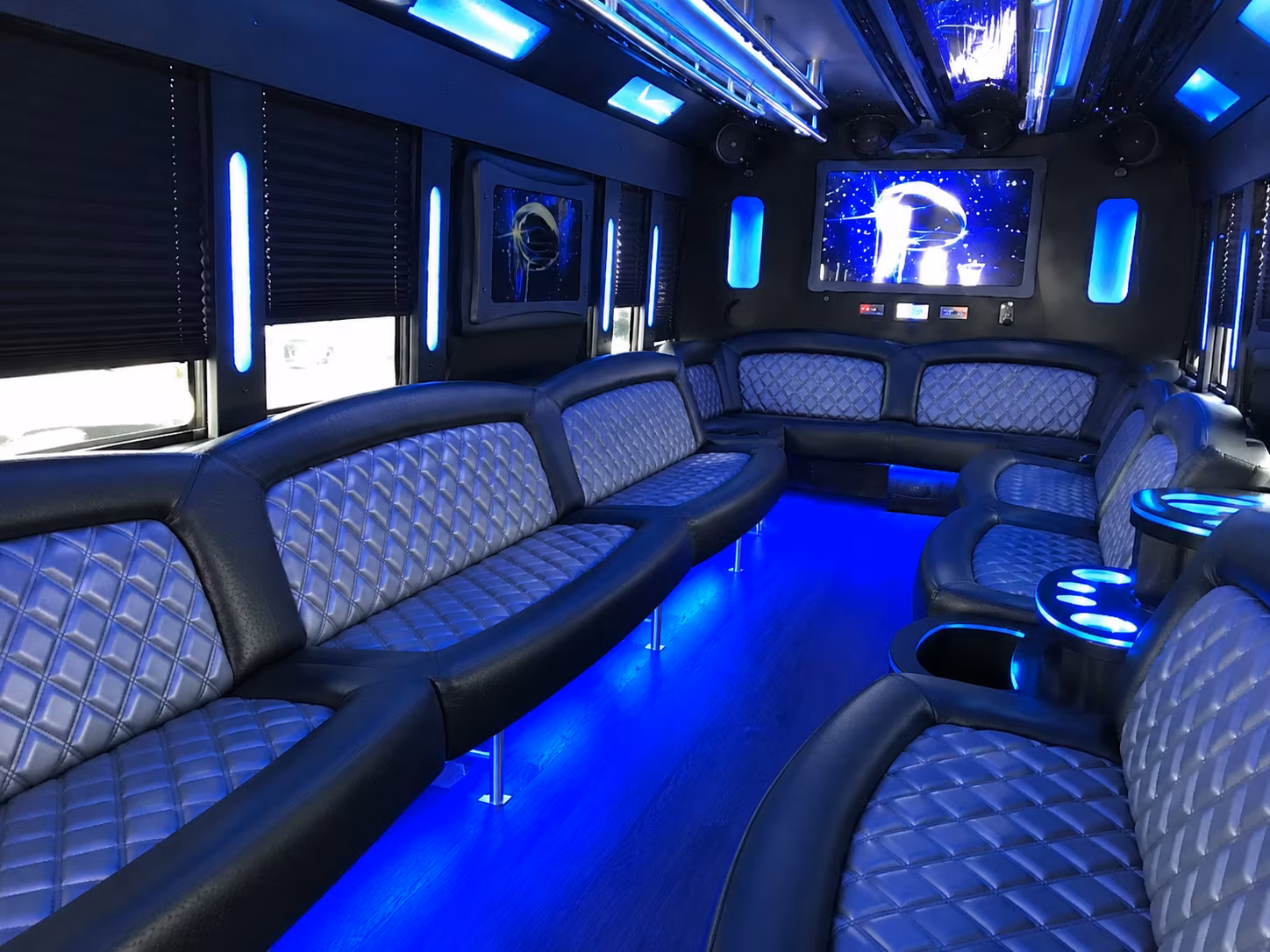 Group beside a Mercedes Sprinter limo in Lakewood