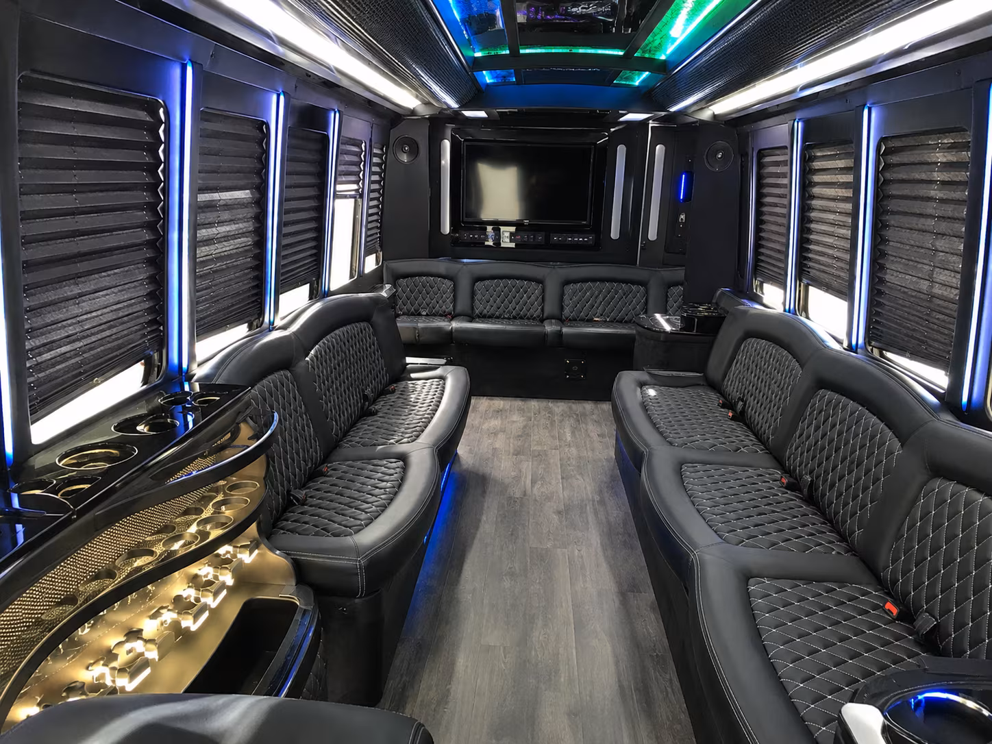 Lakewood Birthday, Sweet 16, & Quinceañera Transportation party bus interior