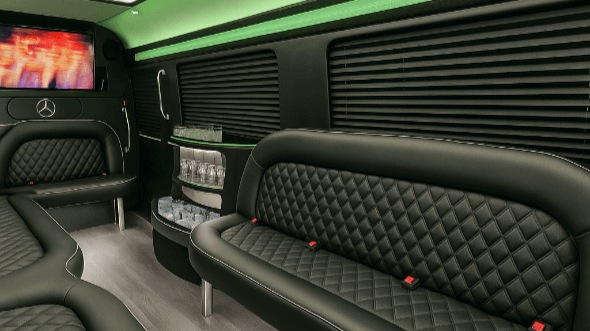 Interior of Charter Bus Company Arvada's 18 Passenger Party Bus in Arvada