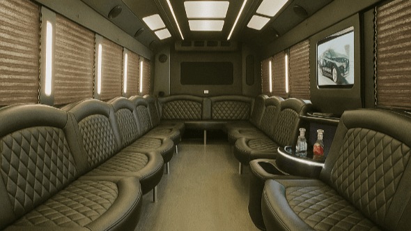 Interior of Charter Bus Company Arvada's 20 Passenger Party Bus in Arvada
