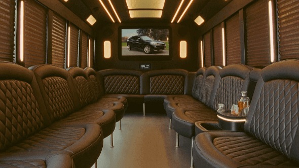 Interior of Charter Bus Company Broomfield's 20 Passenger Party Bus in Broomfield