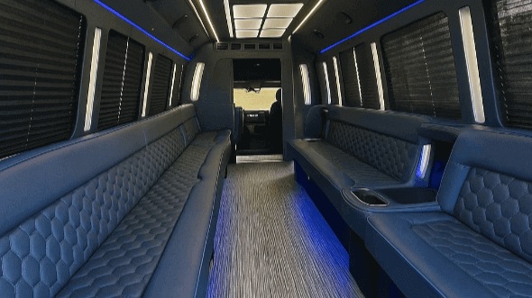 Interior of Charter Bus Company Centennial's 25 Passenger Party Bus in Centennial