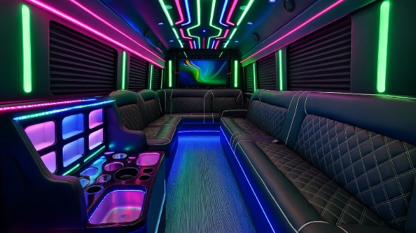 Interior of Charter Bus Company Westminster's 25 Passenger Party Bus in Westminster