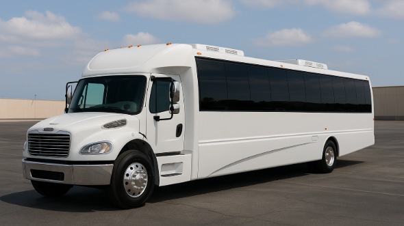 Exterior of Charter Bus Company Highlands Ranch's 28 Passenger Party Bus in Highlands Ranch