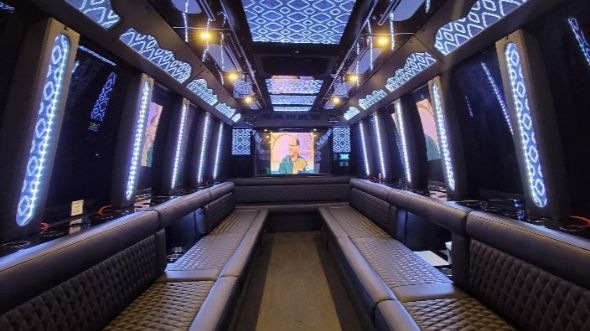Interior of Charter Bus Company Arvada's 30 Passenger Party Bus in Arvada