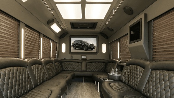 Interior of Charter Bus Company Boulder's 30 Passenger Party Bus in Boulder