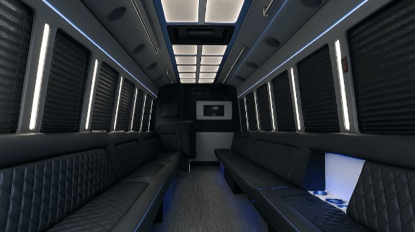 Interior of Charter Bus Company Highlands Ranch's 30 Passenger Party Bus in Highlands Ranch