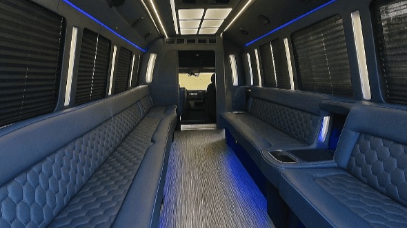 Interior of Charter Bus Company Broomfield's 40 Passenger Party Bus in Broomfield