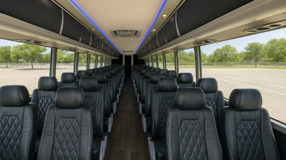 Interior of Charter Bus Company Lakewood's 45 Passenger Charter Bus in Lakewood