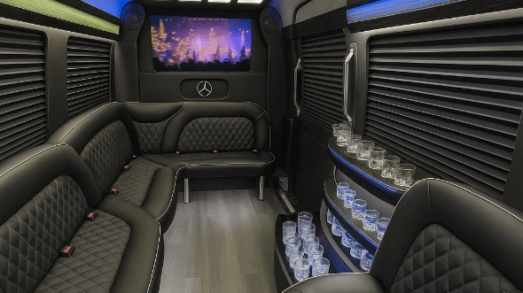 lakewood 14 passenger sprinter limousine inside