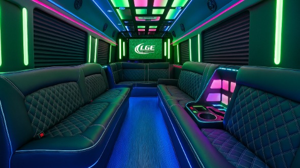 lakewood 20 passenger party bus inside
